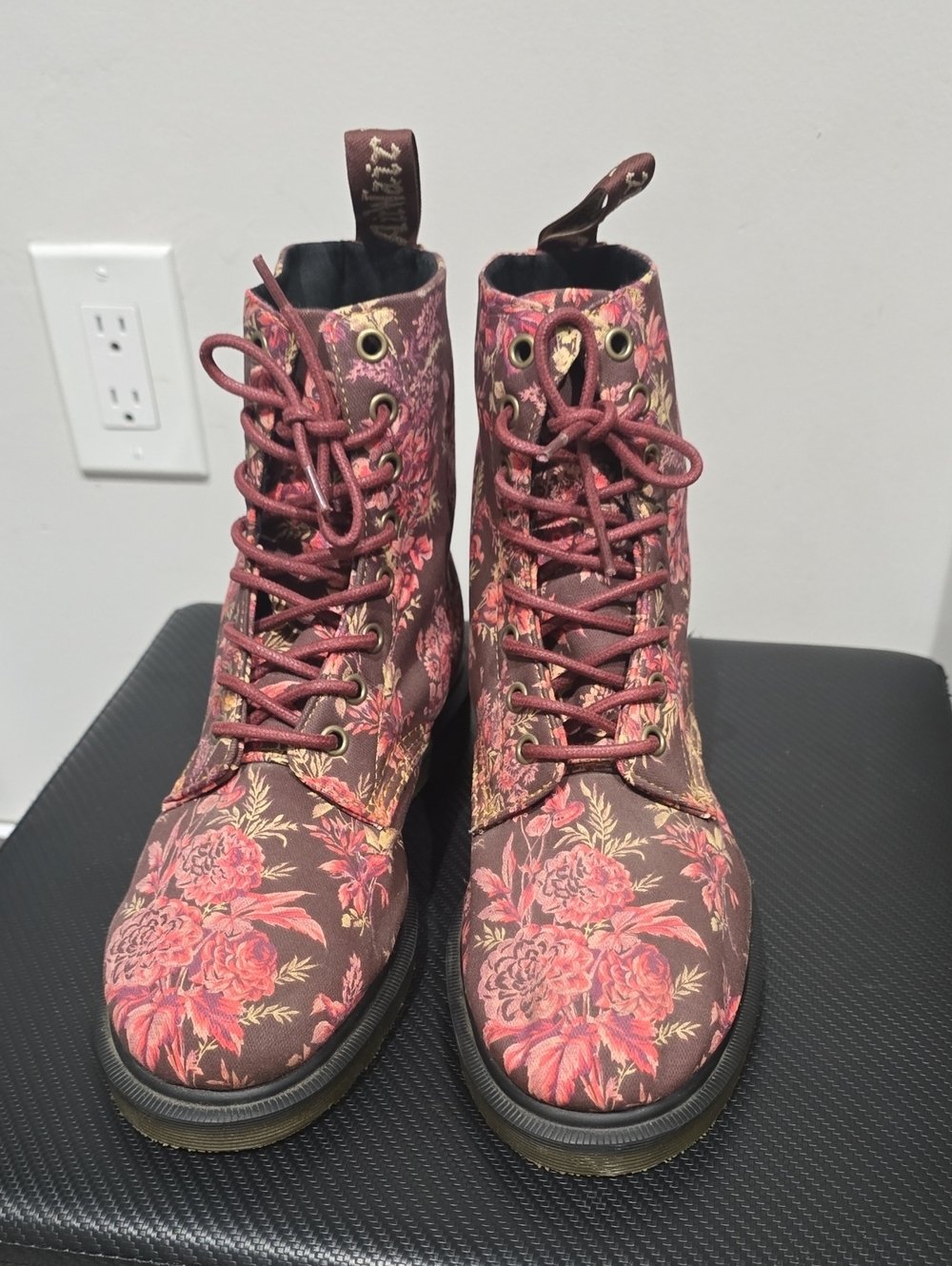 Dr. Martens 1460 Beckett Cherry Red Jouy Floral Canvas Boot, 8, Like New - Picture 8 of 16